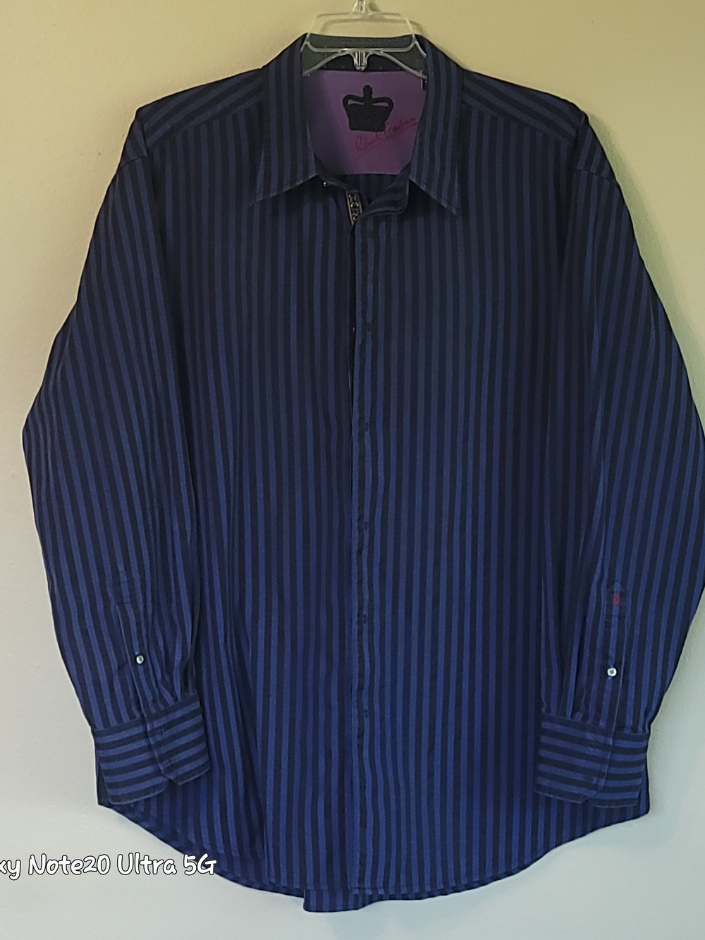Robert Graham Genoa Shirt 3XL XXXL Black Navy Stripe Paisley Flip Cuff Crown EUC